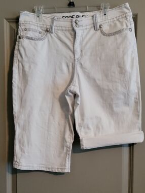 Code Bleu White Denim Bermuda Shorts